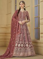 Faux Georgette Light Brown Wedding Wear Embroidery Work Anarkali Suit